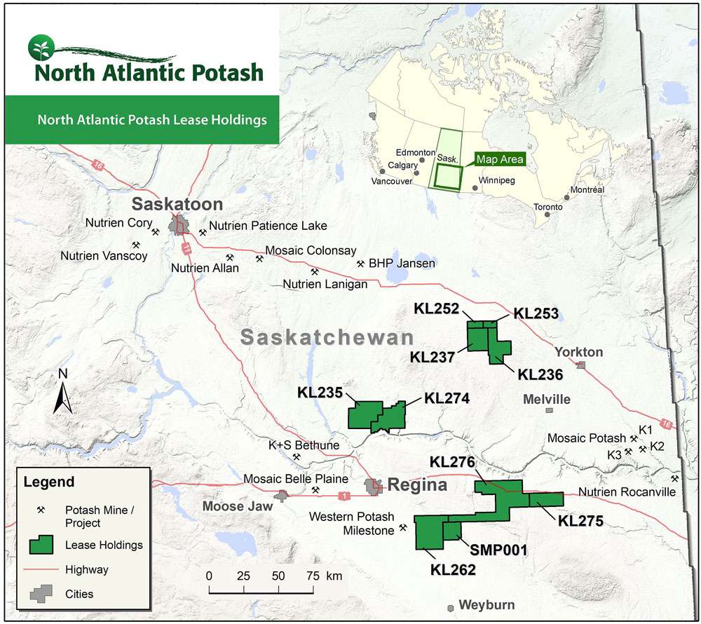 North Atlantic Potash Lease Holdings Map